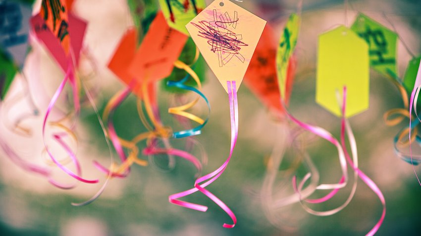 Small miniature kites at a concession stand at the Blossom Kite Festival in Washington, D.C.