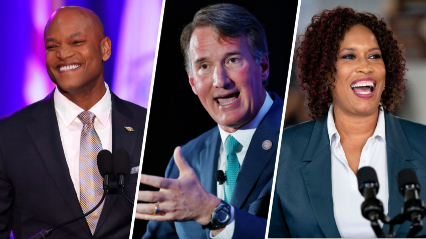Maryland Gov. Wes Moore, Virginia Gov. Glenn Youngkin and Washington D.C. Mayor Muriel Bowser